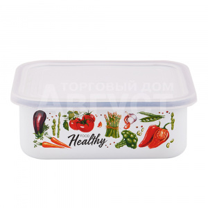 Лоток Appetite 01-2507п/4 Chilli, пластеклянная крышка, квадратный, 1 л, эмалированный