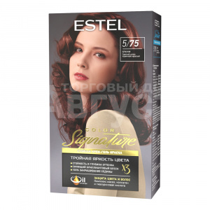 Крем-гель краска для волос Estel Color Signature тон 5/75, Брауни