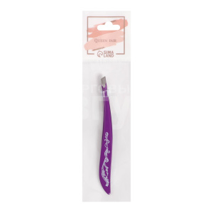 Пинцет для бровей Queen Fair 1208327 узкий, скошенный 9 см, в ассортименте