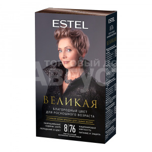 Стойкая краска-гель для седых волос Estel Великая тон 8/76, светло-русый коричнево-фиолетовый