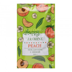 Соль для ванн Happy Chcolate & Mint 12031 с пеной Персик и жасмин, дой-пак, 100 г