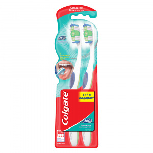 Зубная щетка детская Colgate 360 1+1 Clean средней жесткости щетина