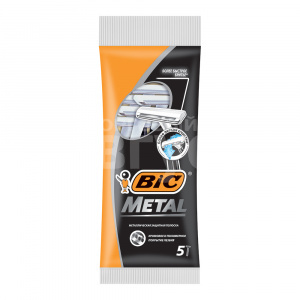 Станок для бритья BiC Metal 5шт одноразовый мужской для жесткой щетины