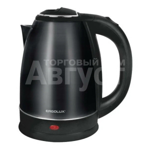 Чайник электрический Ergolux ELX-KS05-C02 1600Вт, с индикатором включения, нержавеющая сталь, пластик, черный, 1,8 л