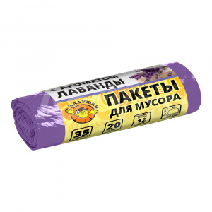 Пакеты для мусора Ладушки с ароматом лаванды 35л 20шт