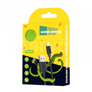Дата-кабель для зарядки MoreChoice K13a USB для Type-C 2.4А, черный, 1 м