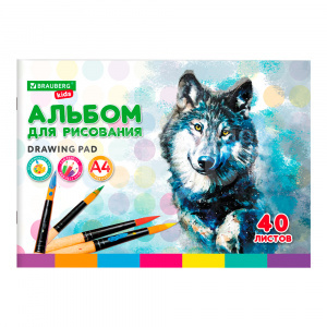 Альбом для рисования Brauberg 106683 Зверята, 2 дизайна, А4 200*285 мм, 40 листов