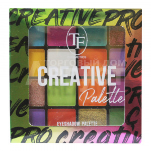 Тени для век Triumf Creativa Palette палетка 16 оттенков, разноцветная палетка с розовым глиттером, тон 04
