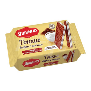 Вафли Яшкино с какао и молочным кремом, 144 г