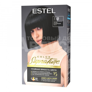 Крем-гель краска для волос Estel Color Signature тон 1/0, Чёрный классический