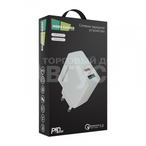 Зарядное устройство MoreChoice NC61 СЗУ USB+Type-C PD 20W+QC3.0 3.0A, белый