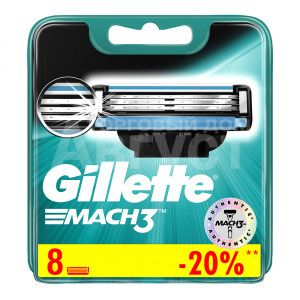 Кассеты сменные для бритья Gillette Mach3 3 лезвия, мужские, 8 шт блистер
