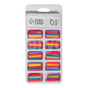 Ногти накладные Queen Fair 9718395 форма балерина,Цветной фейерверк,100шт, разноцветные