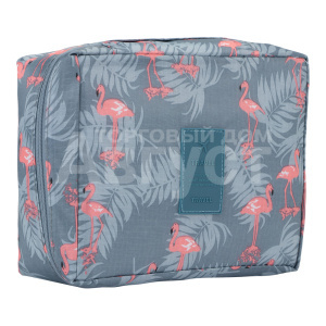 Косметичка 7081530 на молнии, 21*8*16 см, текстиль, серо-голубой