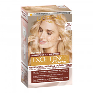 Крем-краска для волос L'Oreal Excellence Creme без аммиака тон 10U, очень-очень светло-русый, 192 мл