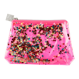 Косметичка Dewal Beauty, Модница, с блестками 20*5*16 см, ПВХ, розовая