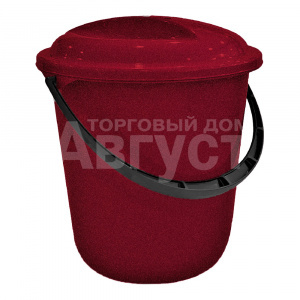 Ведро пластиковое классика с крышкой, бордо, 12 л