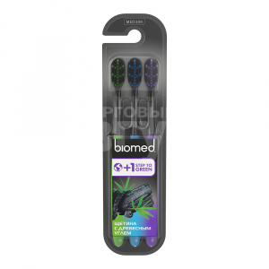 Зубная щетка BioMed Black с древесным углем, 3 шт