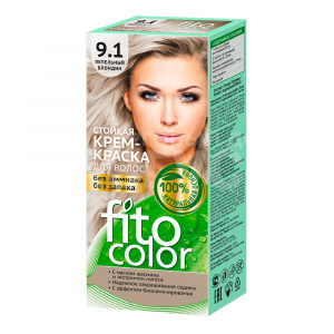 Краска для волос Fito Color Без аммиака и запаха тон 9.1, пепельный блонд