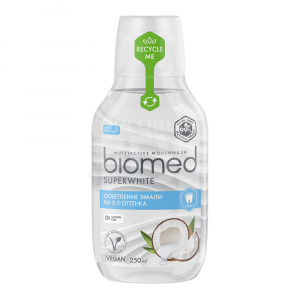 Ополаскиватель для полости рта BioMed Superwhite антибактериальный отбеливающий, Кокос, 250 мл