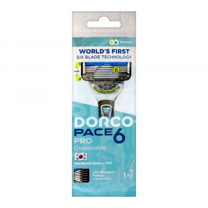 Станок для бритья Dorco PACE 6 PRO NEW, одноразовый, 6 лезвий плавающая головка, увлажняющая полоса, мужской