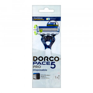 Станок для бритья Dorco PACE 5 PRO, одноразовый,5 лезвий+1 лезвие триммер плавающая головка, увлажняющая полоса, мужской