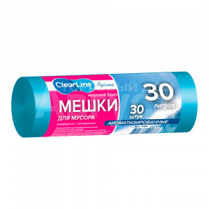 Пакеты для мусора Clear Line с ароматом Морской бриз, 30 л, 30 шт