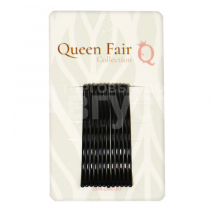Невидимка для волос Queen fair 9447728 Классика, рельеф, черный, 12 шт 4,5 см