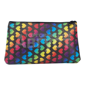 Косметичка 1847879 на молнии 18*2*10 см, текстиль, черный, разноцветный