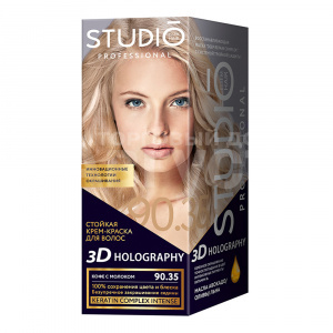 Стойкая краска-гель для волос Studio 3D Holography тон 90.35, кофе с молоком, 115 мл