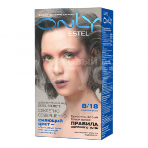 Стойкая краска-гель для волос Estel Only тон 8/18, Светло-русый пепельно-жемчужный
