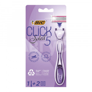 Станок для бритья Bic Click Soleil 5лезвий, 2 сменные кассеты, женский