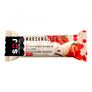 Батончик Marshmallow с клубничной начинкой,в белом бельгийском шоколаде, 30 г