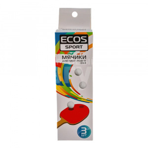 Мяч Ecos 323109 для пинг-понга 3 шт пластмасса белый