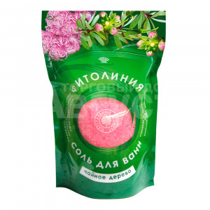 Соль для ванн Фитолиния Чайное дерево с эфирными маслами, дой-пак, 1 кг