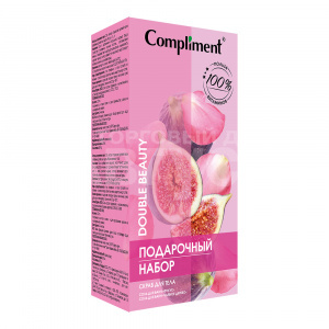 Набор подарочный Compliment Double Beauty №1831 (скраб для тела 400 мл + соль для ванны фукус + соль для ванны чайное дерево), женский, 200 г