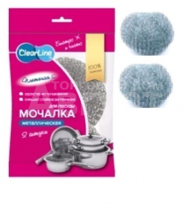 Мочалка металлическая Clean Line 7111 сираль металлическая Скрубер, 2 шт