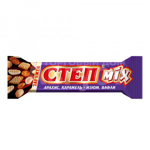 Шоколадный батончик Славянка Степ Mix, арахис,карамель+изюм,вафли, 44 г