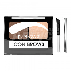 Тени для бровей Art-Visage Icon Brow с кисточкой и пинцетом, тон 422, 8 г