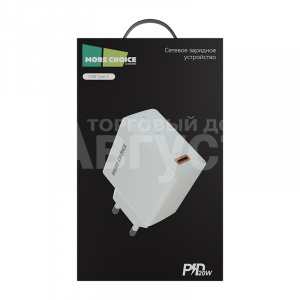 Зарядное устройство MoreChoice NC60 1Type-C PD 20W 3.0A, белый