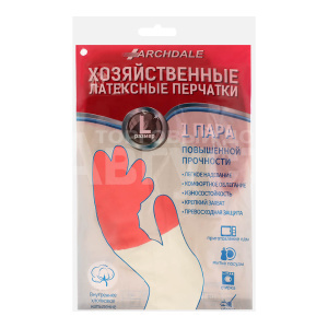 Перчатки хозяйственные латексные Ардейл прочные L,красно-белые, 1 пара