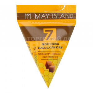 Скраб для лица MAY ISLAND 7 Days Secret Royal Вlack с коричневым сахаром 1шт, 3 г
