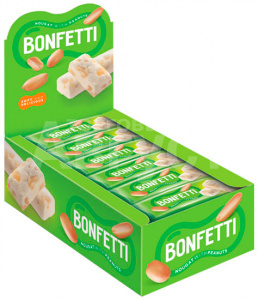 Батончик Bonfetti нуга с добавлением арахиса, 25 г