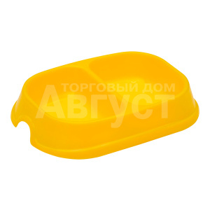 Миска для животных 1430463 двойная 2*200мл, пластиковая, желтая