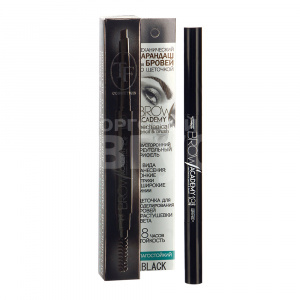 Карандаш для бровей Triumf Brow Academy механический с щеточкой влагостойкий, черный, тон 301