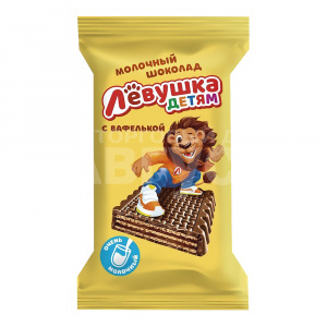 Шоколад молочный Левушка детям с вафлями, 27,5 г