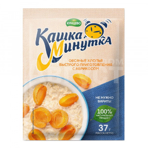 Каша овсяная быстрого приготовления Кашка-Минутка, Абрикос, пакет, 37 г