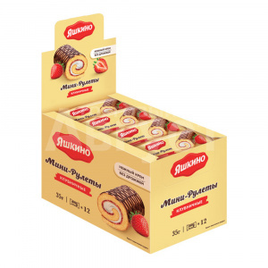 Мини-рулет Яшкино Клубничный, 35 г