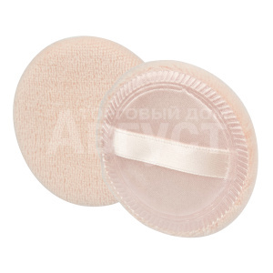 Спонж для макияжа 110811 пуховка для пудры, хлопок, круглый, диаметр 6см, бежевый, 1 шт