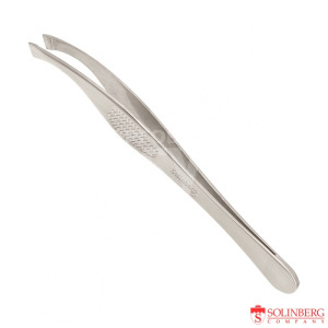 Пинцет для бровей Solinberg 251-05A1 наклонное окончание с четкими гранями, серебро